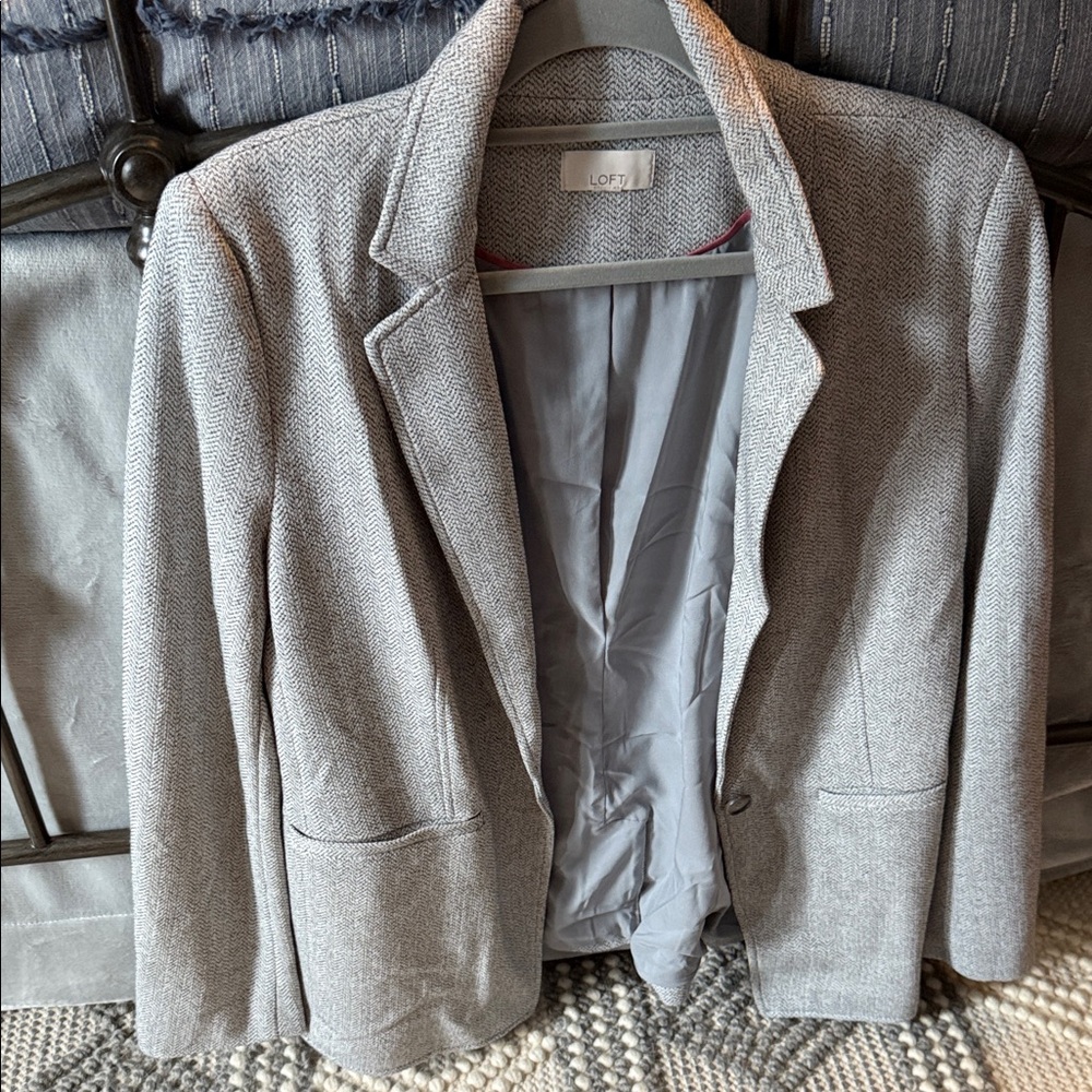 LOFT Textured Gray Blazer size 12